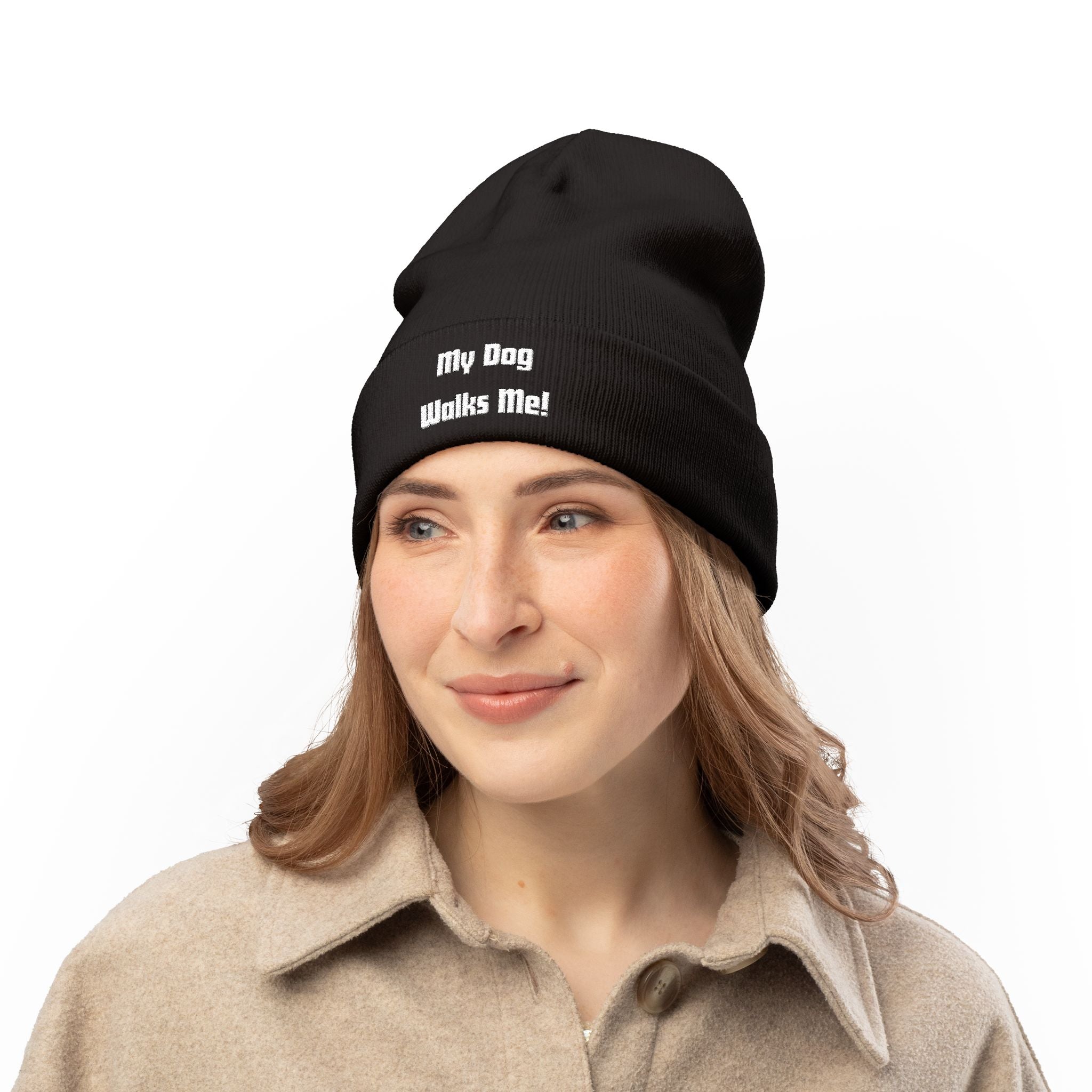 Beanie Hat - My Dog Walks Me Embroidered