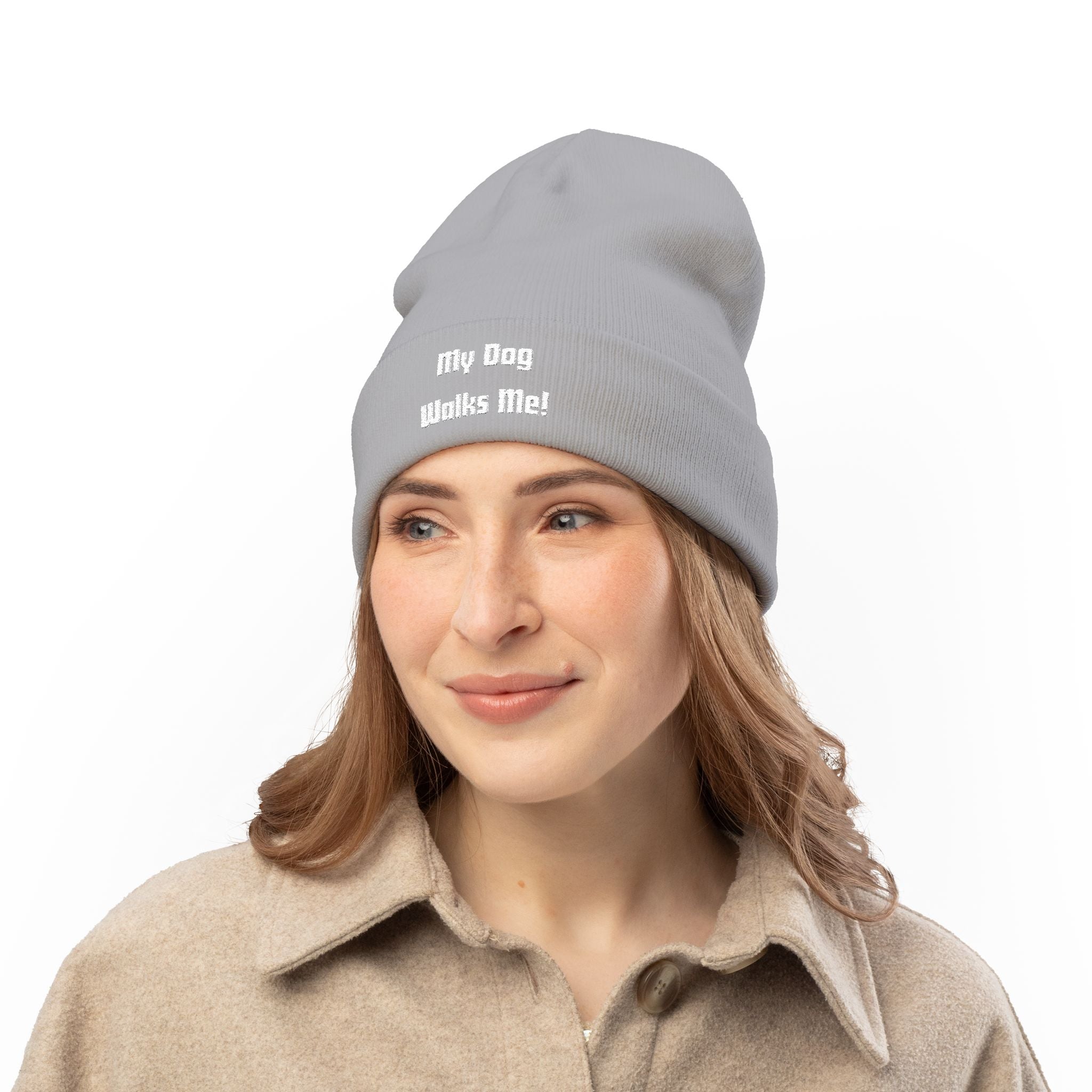 Beanie Hat - My Dog Walks Me Embroidered